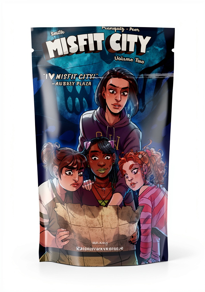 Misfit City graphic novel cover showing teen characters in an adventurous scene