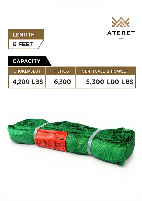 Powerlift Green Polyester Round Sling 6ft ATERET 5,300 lb Capacity-1