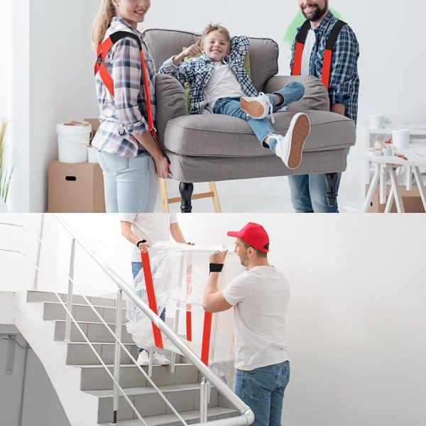 Ytonet Moving Straps, Lifting Straps for Move Furniture, 2-Person Shoulder Lifting and Moving System for Appliances, Mattresses, Heavy Objects up to 800lbs, Furniture Strap Round Sling, Orange-6