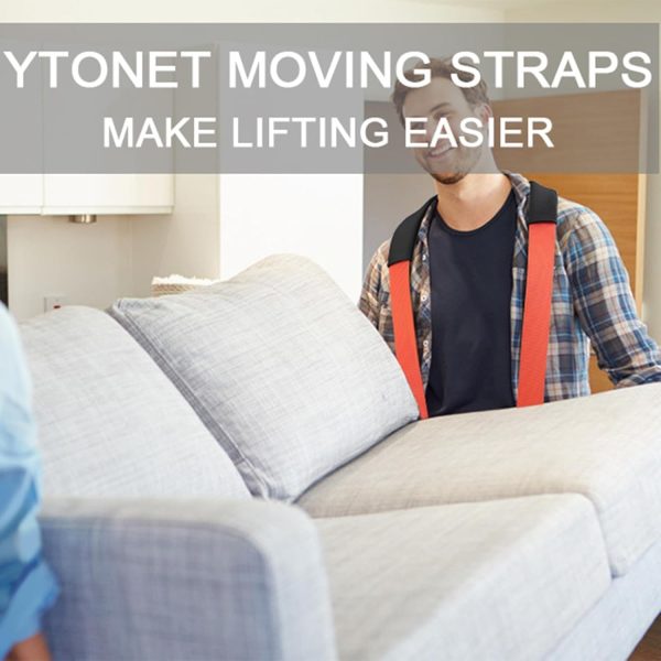 Ytonet Moving Straps, Lifting Straps for Move Furniture, 2-Person Shoulder Lifting and Moving System for Appliances, Mattresses, Heavy Objects up to 800lbs, Furniture Strap Round Sling, Orange-8