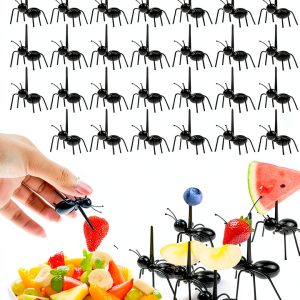 60 Pcs Ant Toothpicks Fruit Dessert Forks, Reusable Fruit Picks Animal Appetizer Forks for Snack Cake Dessert for Kitchen Halloween Birthday Party-0
