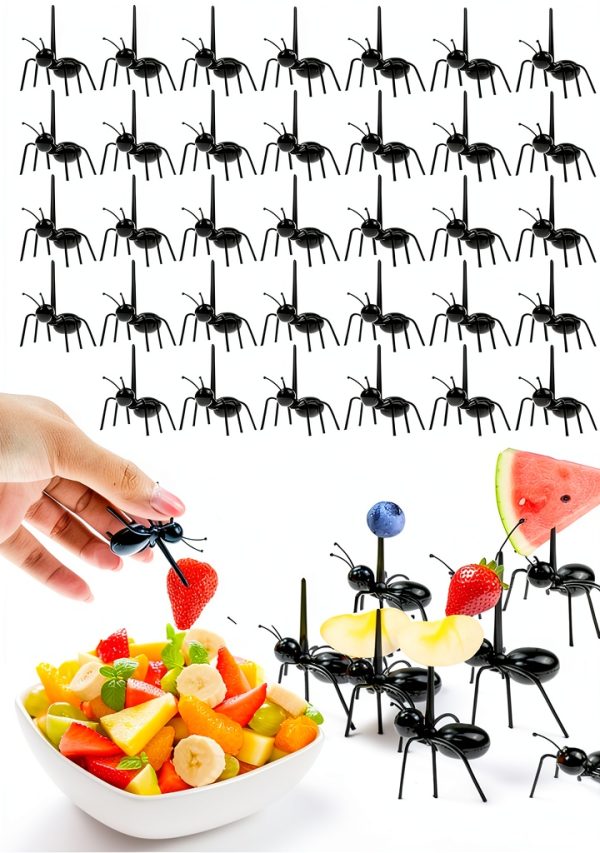 60 Pcs Ant Toothpicks Fruit Dessert Forks, Reusable Fruit Picks Animal Appetizer Forks for Snack Cake Dessert for Kitchen Halloween Birthday Party-0