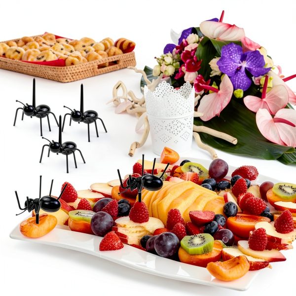 60 Pcs Ant Toothpicks Fruit Dessert Forks, Reusable Fruit Picks Animal Appetizer Forks for Snack Cake Dessert for Kitchen Halloween Birthday Party-4