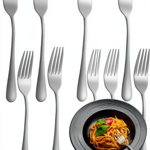 12 Piece Dinner Forks Set, Food-Grade Stainless Steel Forks Silverware, Dessert Forks, Kitchen or Restaurant, Mirror Polished, Dishwasher Safe - 8.1 Inch-0