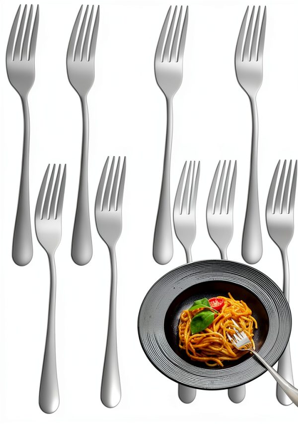 12 Piece Dinner Forks Set, Food-Grade Stainless Steel Forks Silverware, Dessert Forks, Kitchen or Restaurant, Mirror Polished, Dishwasher Safe - 8.1 Inch-0